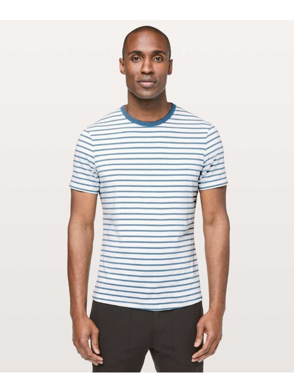 Lululemon 5 Year Basic Tee Striped Blue White Size M | Men's T-Shirt VGUC